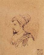 Rembrandt Harmensz Van Rijn A Medallion Portrait of Muhammad-Adil Shah of Bijapur